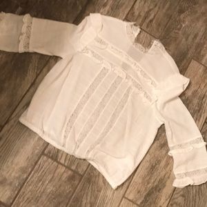 Express white lace & ruffle blouse